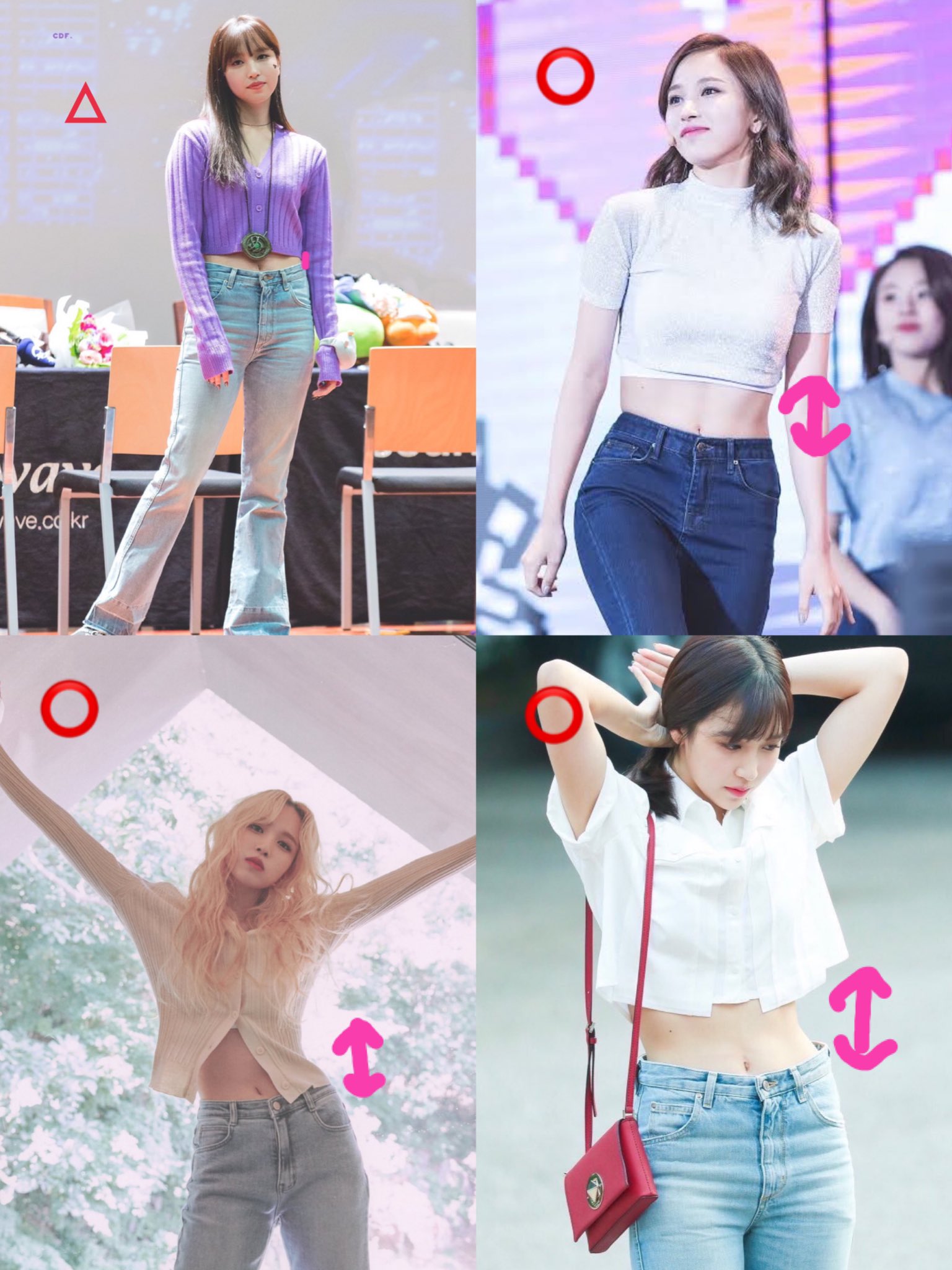 ナビ Twiceミナから学ぶ骨格ストレートの 得意な服と着膨れしてしまう服 とにかく骨ストは胸下辺りからふわっと広がった服と二の腕丸出しは不得意 4枚目のお腹を出すファッション お腹がみえる面積が広い方が細く見えるっぽい 腰位置が大事なのかな