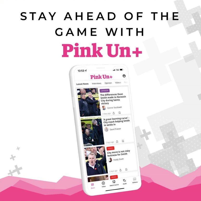 JulesRickman's tweet photo. If you are a Norwich City #ncfc fan and want to stay ahead of the game and see the best coverage and analysis - join the Pinkun+ App  #pinkunplus Now with a free 30 day trial - so why not see for yourselves? #norwichcity #norwichcityfc  https://t.co/ZQULjofJv3 https://t.co/sSzerWxE1L