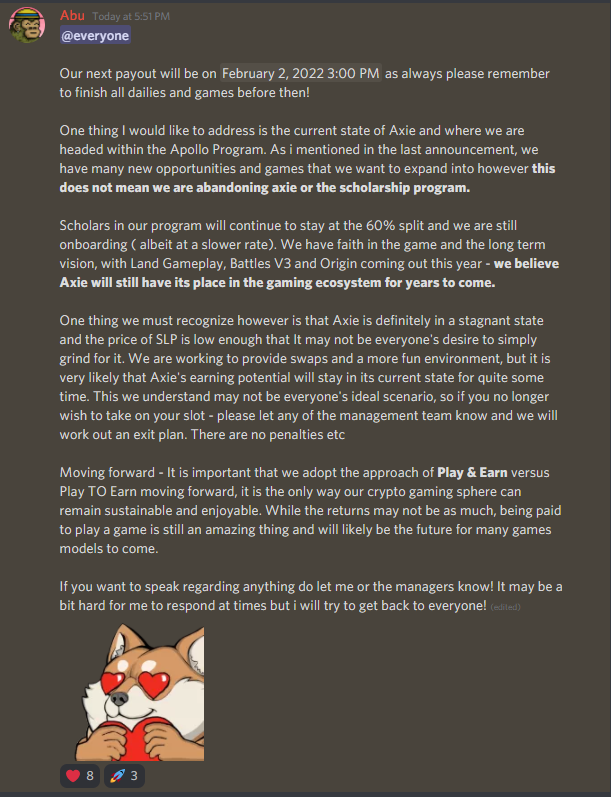 RE: The move to Play &amp; Earn Vs Play 2 Earn