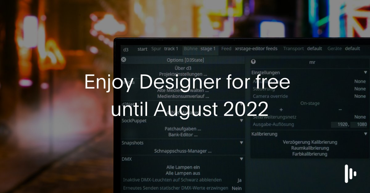 disguise_one's tweet photo. We are extending our free Designer licence until 1 August 2022!
With the launch of our latest software release in six new languages, we want you to continue to collaborate and deliver shared experiences without limitations.
#createtogether #previsualisation #remotecollaboration https://t.co/Zm2Dhk1yUx