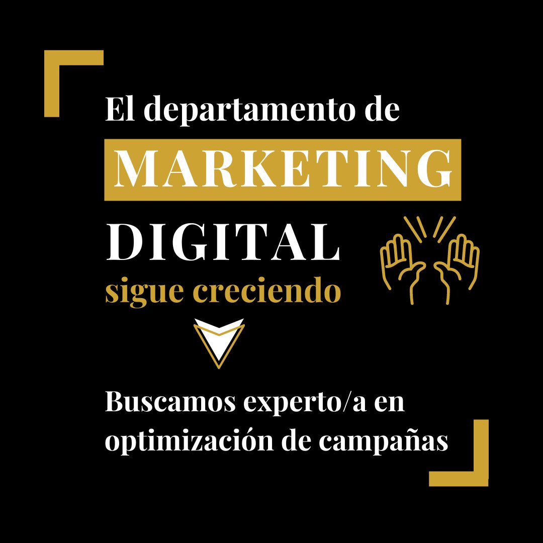 YaggerAgencia's tweet photo. ¡𝐄𝐧 𝐘𝐀𝐆𝐆𝐄𝐑 𝐞𝐦𝐩𝐞𝐳𝐚𝐦𝐨𝐬 𝐧𝐮𝐞𝐯𝐨 𝐚ñ𝐨 𝐲 𝐬𝐞𝐠𝐮𝐢𝐦𝐨𝐬 𝐜𝐫𝐞𝐜𝐢𝐞𝐧𝐝𝐨!
Buscamos experto en #marketingdigital para gestionar de forma íntegra las campañas de #marketingonline con el resto del equipo 💻
Más info y CV a hablamos@yagger.es 😉
#YAGGER #empleo https://t.co/sXndmh45Uw