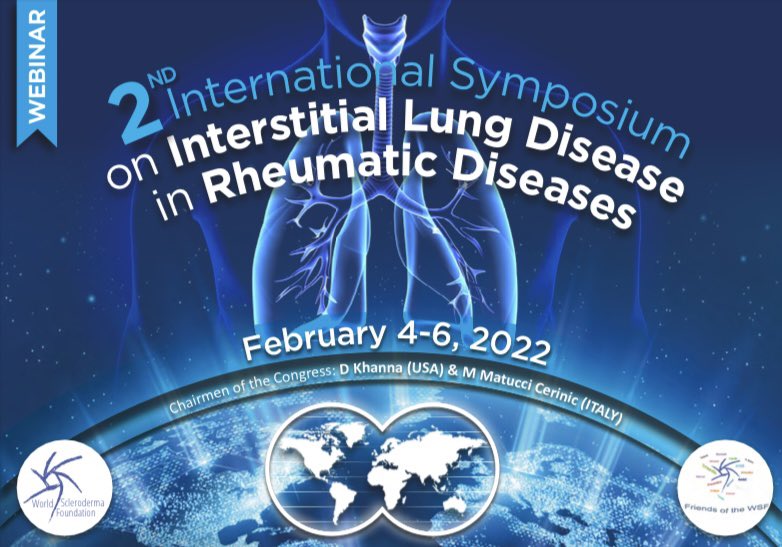Worldsclerofnd's tweet photo. 2nd #ILD #RD February 2022 👉FREE REGISTRATION!! https://t.co/Ijpm6zKkbV hurry up and book your participation @sclerodermaUM @MatucciMarco @lorenzodagna @ShervinAssassi @elenabernstein @allanore @TobyMMaher @michaelroth @jeffreysparks @pierantoinejuge @EricMattesonMD https://t.co/eLTmr8mdkr