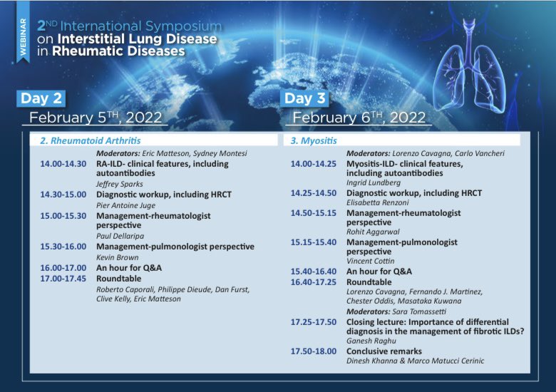 Worldsclerofnd's tweet photo. 2nd #ILD #RD February 2022 👉FREE REGISTRATION!! https://t.co/Ijpm6zKkbV hurry up and book your participation @sclerodermaUM @MatucciMarco @lorenzodagna @ShervinAssassi @elenabernstein @allanore @TobyMMaher @michaelroth @jeffreysparks @pierantoinejuge @EricMattesonMD https://t.co/eLTmr8mdkr