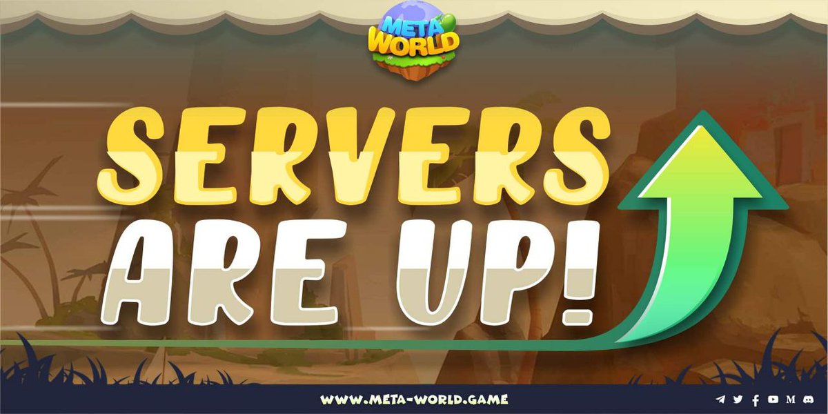 MetaWorld_Game's tweet photo. ���BREAKING NEWS📣

Servers are UP. I repeat, SERVERS are UP!
⬆️⬆️⬆️⬆️⬆️⬆️⬆️

Thank you for your continued support and understanding dear Islanders.

We are happy to announce that the technical maintenance works are completed and you can start playing the Meta-World once again. https://t.co/uThEECTnOt