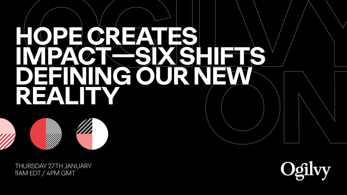 In the next #OgilvyOn, Ogilvy’s Global Head of Advertising, Antonis Kocheilas is joined by Anca Stan Rhone & Elise Alverson to discuss behavioural shifts that have given brands the opportunity to create impact by leaning on hope. 🔗 bit.ly/3IBMSuG Cc @AKocheilas