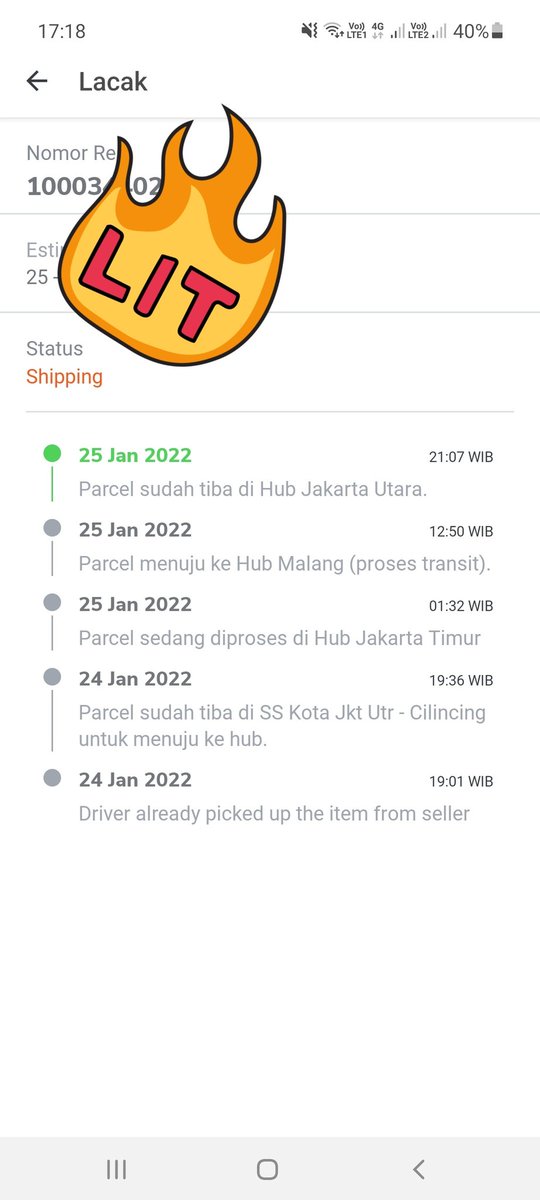 torowic's tweet photo. @anteraja_id min. Ini TGL 25 udah mau otw HUB MALANG. Ko malah balik lg ke HUB JAKUT? Jangan ngelawak dong. Di komplain user nih https://t.co/82g1oxEoHE