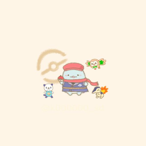 cyndaquil ,oshawott ,rowlet pokemon (creature) poke ball red scarf holding hat scarf starter pokemon trio  illustration images