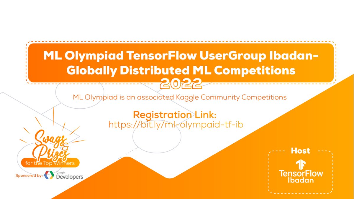TensorflowIB's tweet photo. We are excited to announce that we will be hosting an ML Kaggle Community Competition "ML Olympiad" prizes sponsored by Google Developers.

Are you interested in participating in the competition?

Register here: https://t.co/vn3Ja4d7lB https://t.co/u8Bf6ug9we