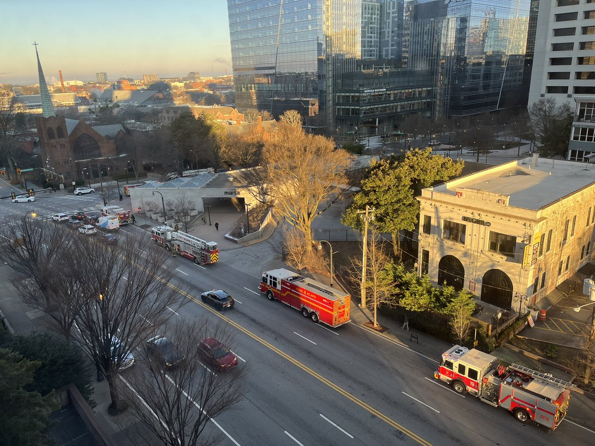 JMTBuzz's tweet photo. Fire rescue from 3 Atlanta stations called out to the @marta_explorers North Ave station! https://t.co/B1uTF0bckF