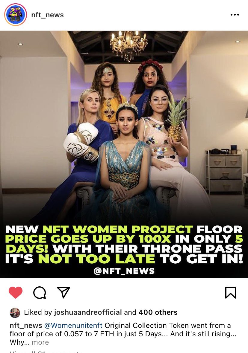 WomenUnite___'s tweet photo. We are growing fast🔥🤩 Check this out👊🏻 whoop whoop @WomenUniteNFT feature in NFT NEWS ✨👑 https://t.co/rDiWWqNdxl