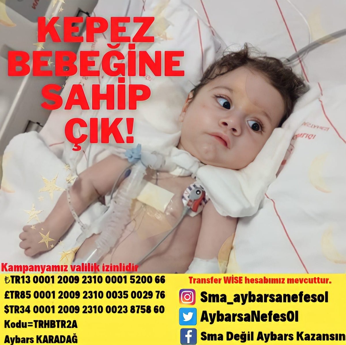 aybarsanefesol's tweet photo. ‼️‼️ Valilik izinli kampanyadır ‼️‼️
Antalya  Kepez doğumlu Aybars SMA Tip1 ölümcül kas hastası 7.5 aydır yaşam mücadelesi veriyor. Aybarsa nefes olmak tedavisine destek olmak istermisiniz ‼️‼️‼️ 
MOBESE #borsa #ezgimolayalnızdeğildir #sasa 
#TolgaSarıtaş Medvedev https://t.co/Jq4icTYoT1