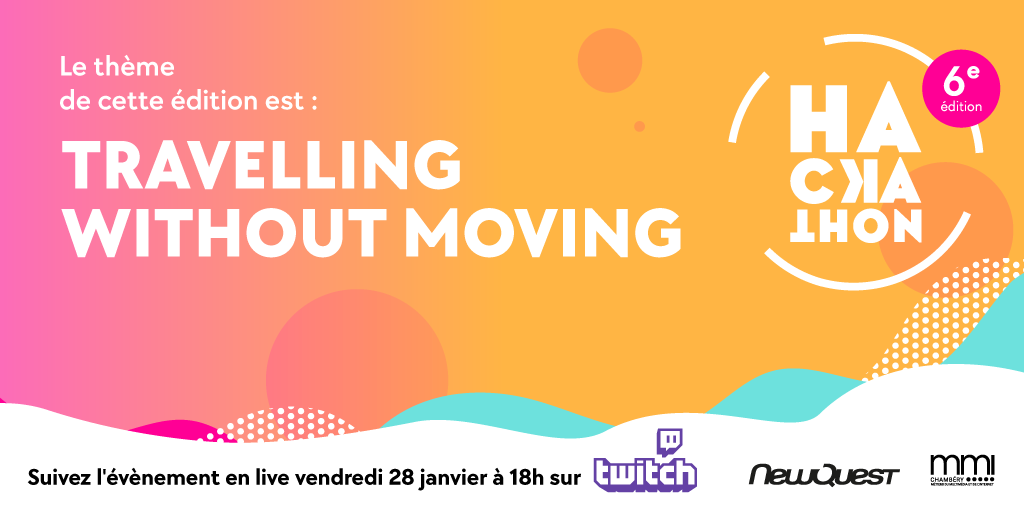 [Hackathon 2022] : les étudiants du <a href="/mmi_chambery/">MMI-CHAMBERY</a> sont lancés pour 72h à innover sans limites ! 🚀

💡Cette année ils se mesurent à la thématique "Travelling without moving". 

Et vous ? Qu'est-ce que vous inspire ce thème ? 🤔
hackathon.newquest.fr

#InnovationChallenge