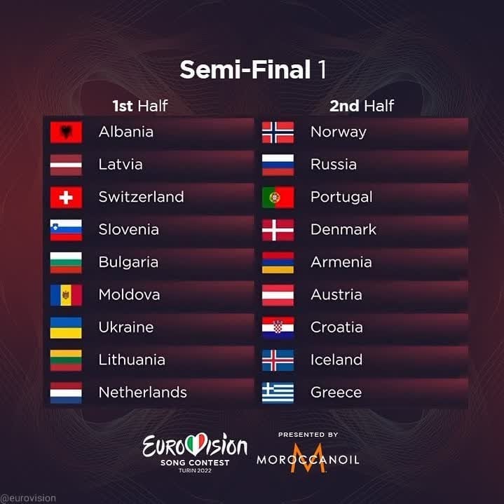 Escfjorni2's tweet photo. These are the 2 semi finals of the Eurovision Song Contest 2022 Turin Italy 🇮🇹😍
#Eurovision2022 #Eurovision #Turin https://t.co/l8YHzdo4BD