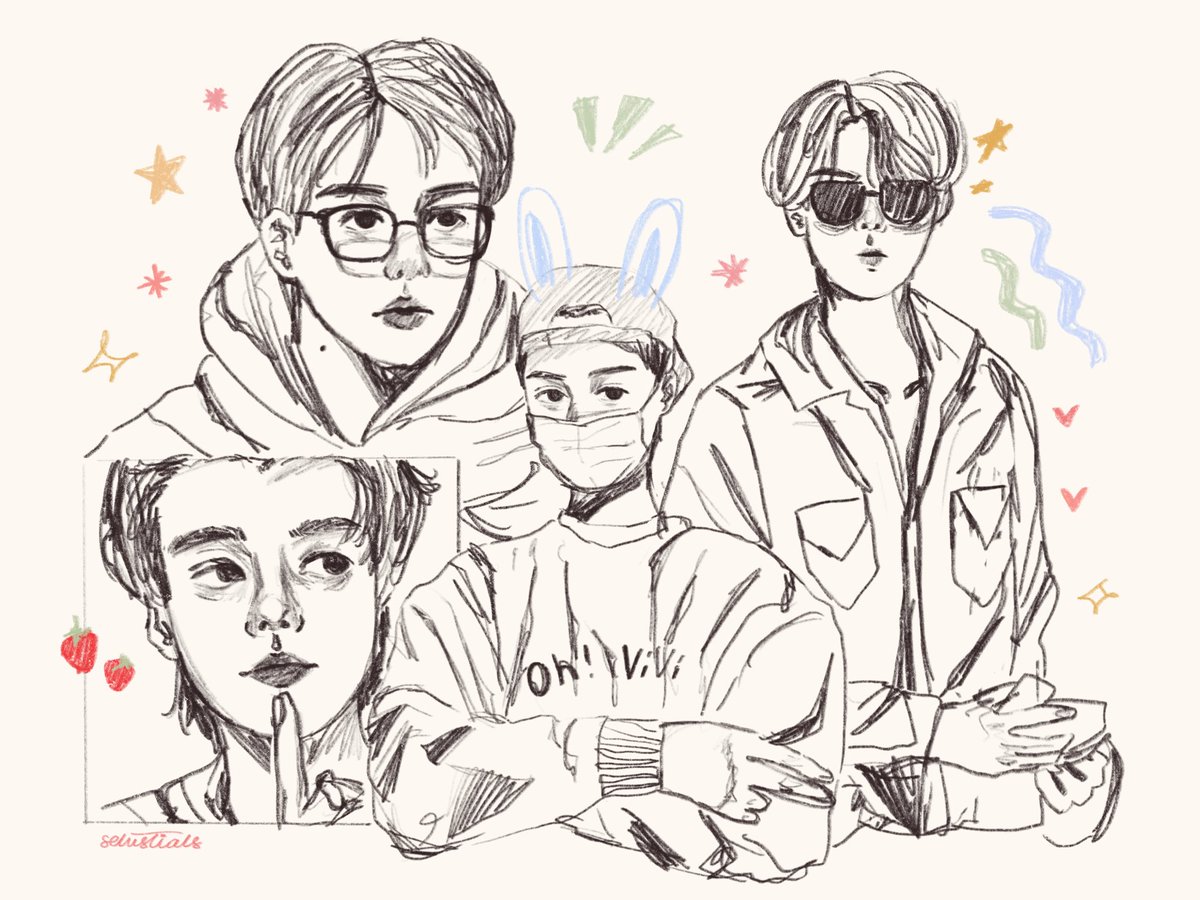 sehun sketchbook spread 