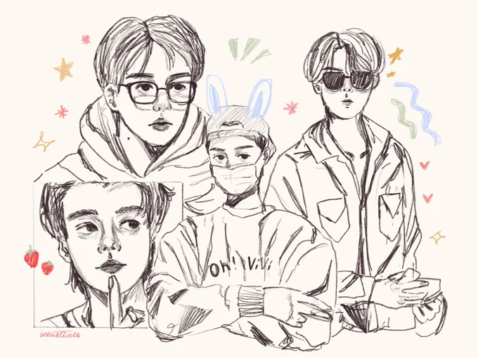 sehun sketchbook spread 