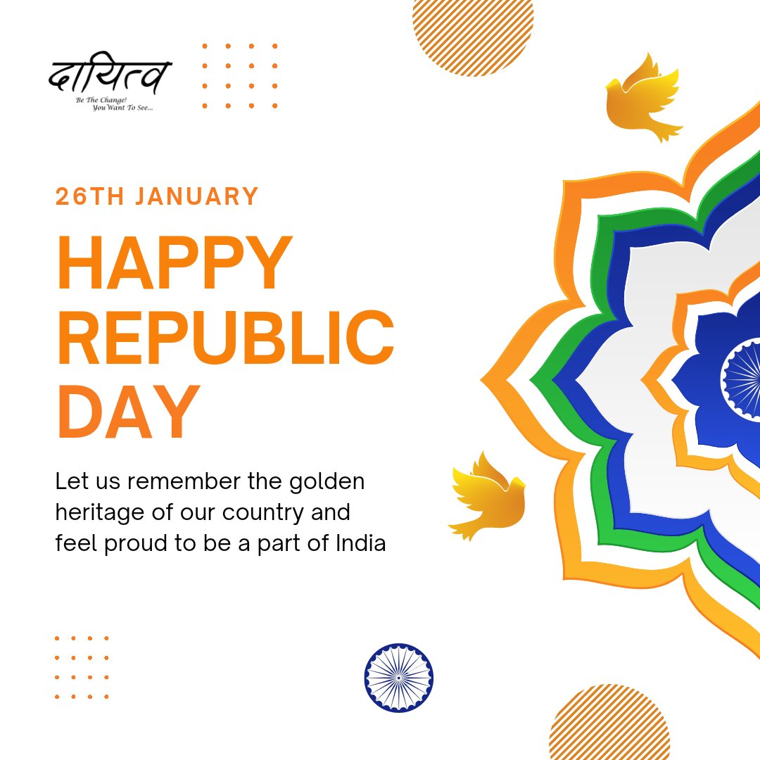 dayatva's tweet photo. Today, the Republic of India celebrates its 73rd anniversary. 

Let’s take a moment to acknowledge the fundamental duties that the constitution of India assigns to us citizens, and start being the change we want to see.
#RepublicDay #RepublicDayIndia #Dayatva #BeTheChange https://t.co/6jUCwhnkrx