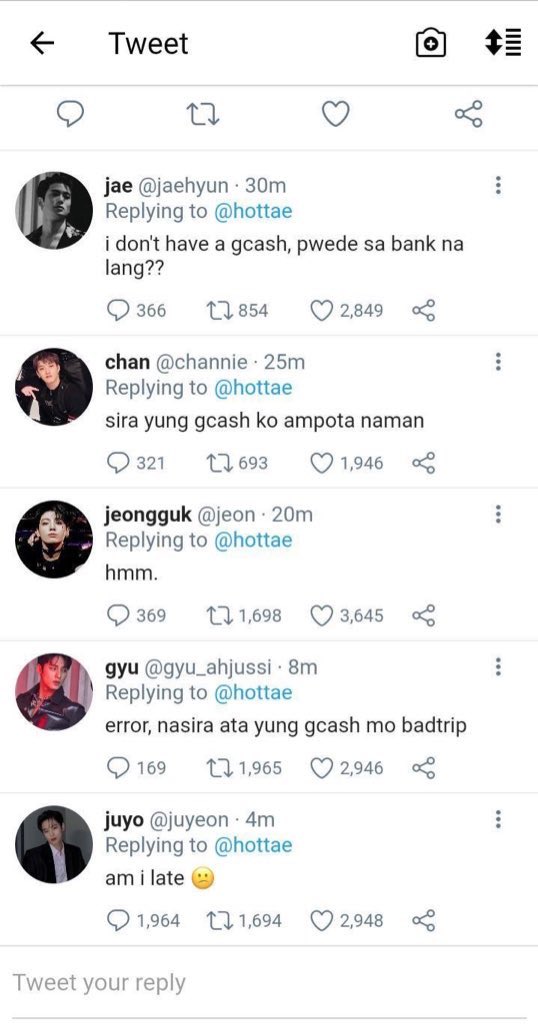jungkoooookies's tweet photo. Raffle of destiny.

—A filo #taekookau

wherein taehyung posted a raffle event for clout but jungkook bought all the slots. https://t.co/kR2dTgXmd0