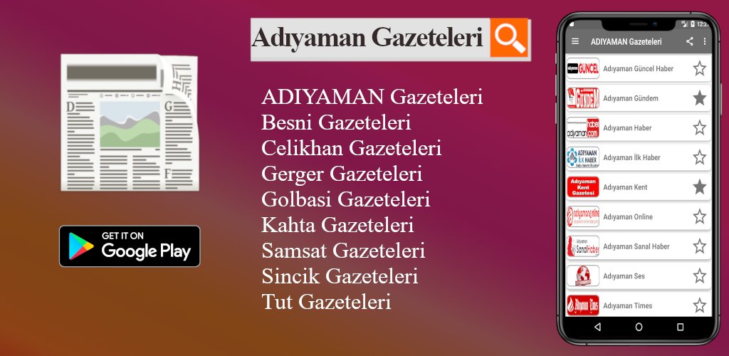 Ücretsiz android uygulaması #AdıyamanGazeteleri ile Adıyaman'daki tüm #yerel #gazeteler tek uygulamada!

İndir ->📰: wiebenz.com/adiyamangazete…

#haber #gundem #SonDakika #sondakikahaberler #güncel #Besni, #Çelikhan, #Gerger, #Gölbaşı, #Kahta, #Samsat, #Sincik, #Tut, #ADIYAMAN