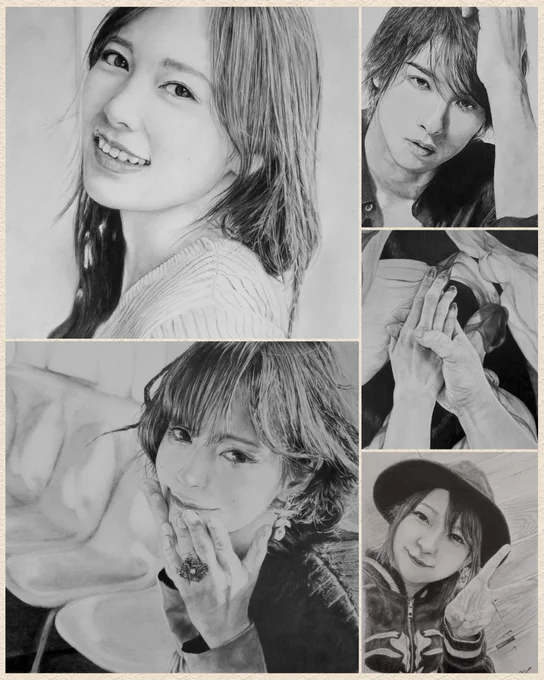 #今月描いた絵を晒そう
ちょっと早いけどね💦今月は5枚完成しました✏✨
初めての試みもあり新たな1歩になったかな😅
ご協力頂いた被写体のみなさん、カメラマンさん、ありがとうございました😊
#鉛筆画 