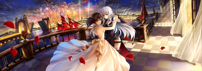 #女の子二人のイラストを貼る見た人もやる 