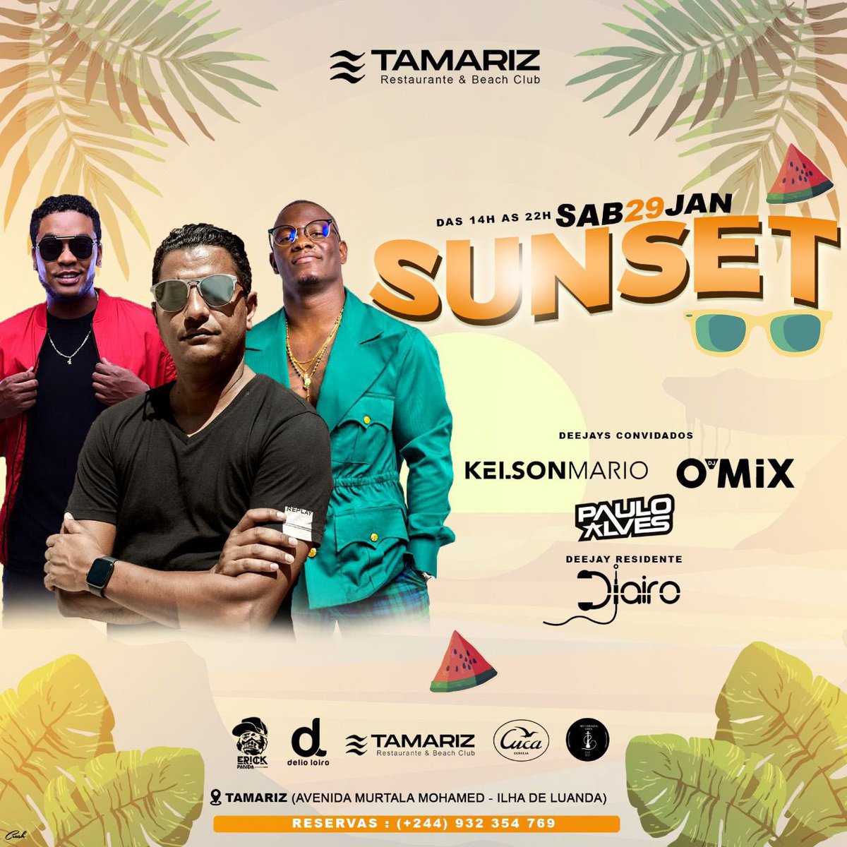 billy_gaspar's tweet photo. TAMARIZ SUNSET Restaurante &amp; Beach Club DAS 14H AS 22H SAB 29🍸🍷 RESERVAS: (+244) 932 354 769🍹🥃🍺 https://t.co/NQSgtApcd4