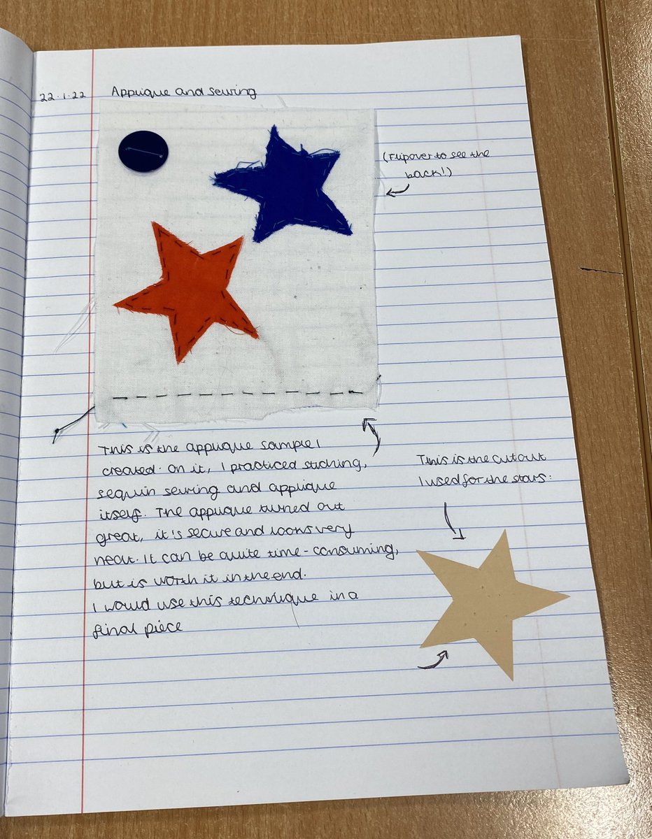 rusheymeaddnt's tweet photo. Year 8 textiles samples before they start their making. A well presented book is always a bonus. #rushey2workhard #textiles @RusheyMeadAcad https://t.co/fC9mDrzssn
