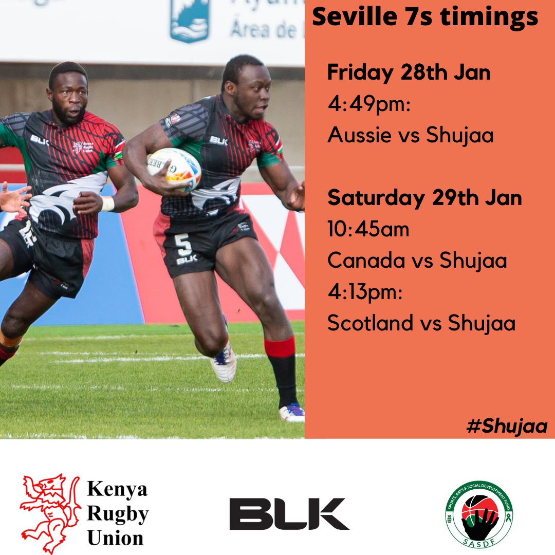 Here are the #Seville7s match timings. We're looking forward to having a better outing than last weekend. #Shujaa #Spain7s