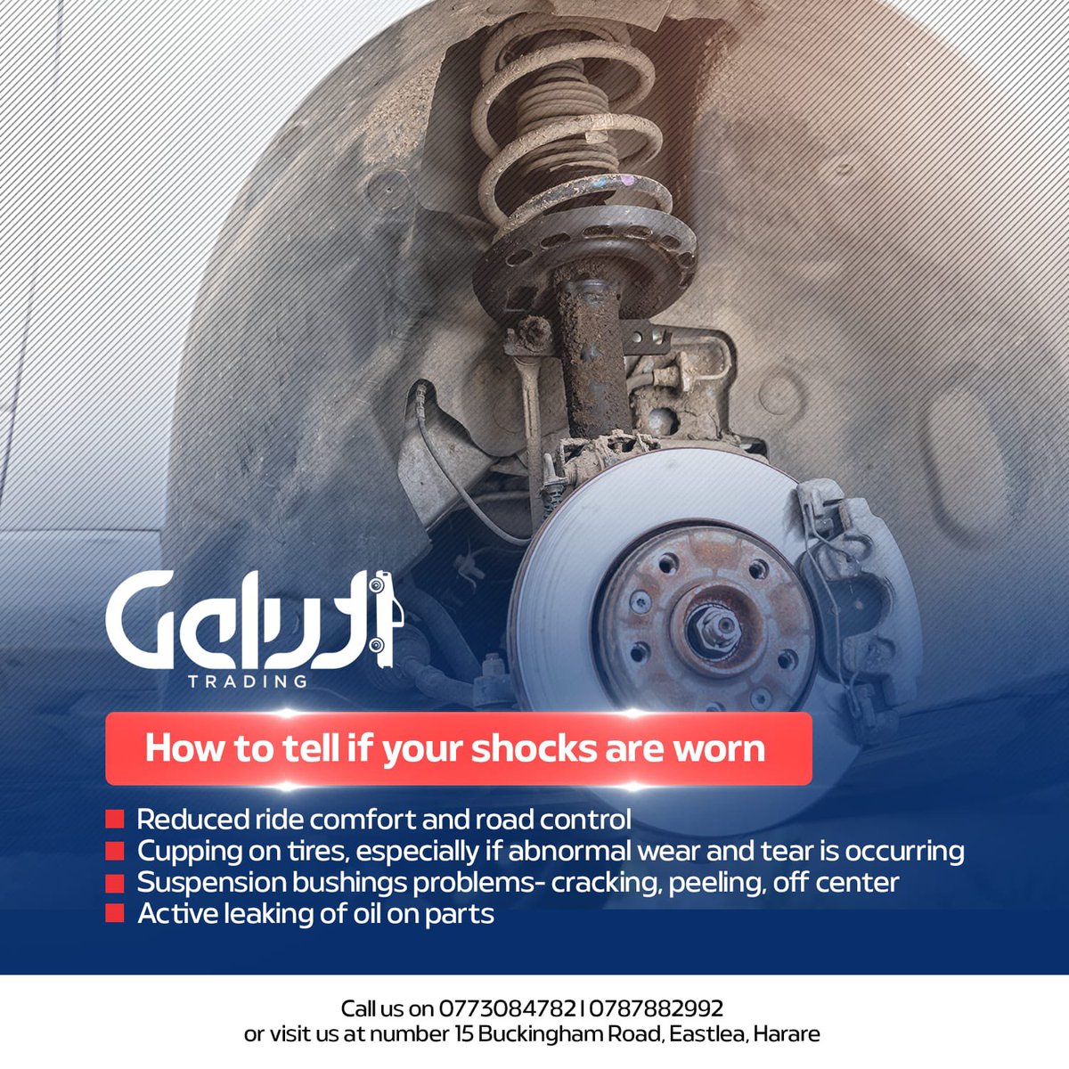 Driving with worn shocks  can result in more than just a bad ride—there are safety implications to consider. Most drivers don’t realize that driving with bad shocks can actually increase your stopping distances, especially on wet or slippery roads.