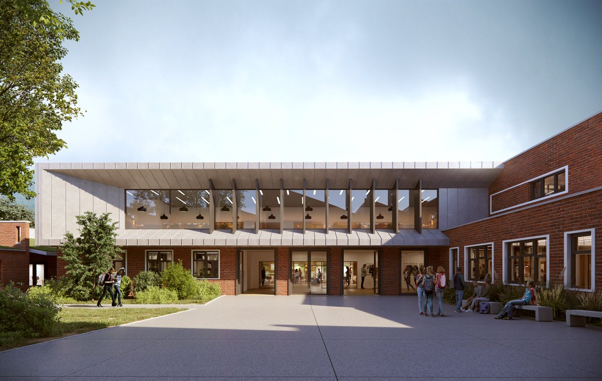 The second phase of our proposal to Franklin College in Grimsby incorporates standing seam metal and aluminium windows to form a distinct and contemporary addition to the existing educational building.

#brick #facade #educationproject #architecture #nelc #grimsby #standingseam