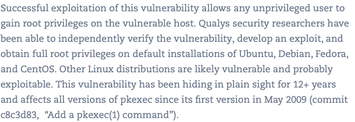 Večina Linux distribucij vsebuje ranljivost, ki omogoča dvig pravic: blog.qualys.com/vulnerabilitie…