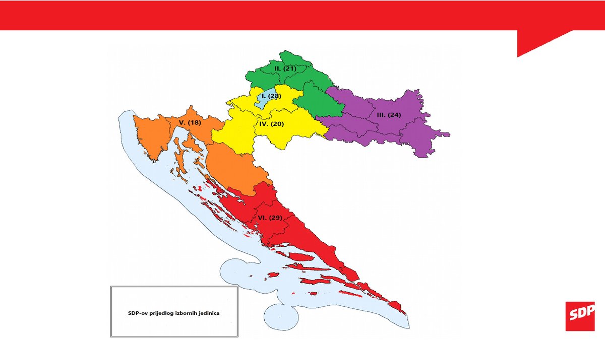 SDPHrvatske's tweet photo. Danas smo u Saboru predstavili naš prijedlog preustroja izbornih jedinica. Predlažemo da se bira različiti broj zastupnika u 6 jedinica. Izborne jedinice pratile bi administrativno-teritorijalnu podjelu zemlje. Grad Zagreb činio bi jednu jedinicu u kojoj se bira 28 zastupnika. https://t.co/Cu9esZRYfN