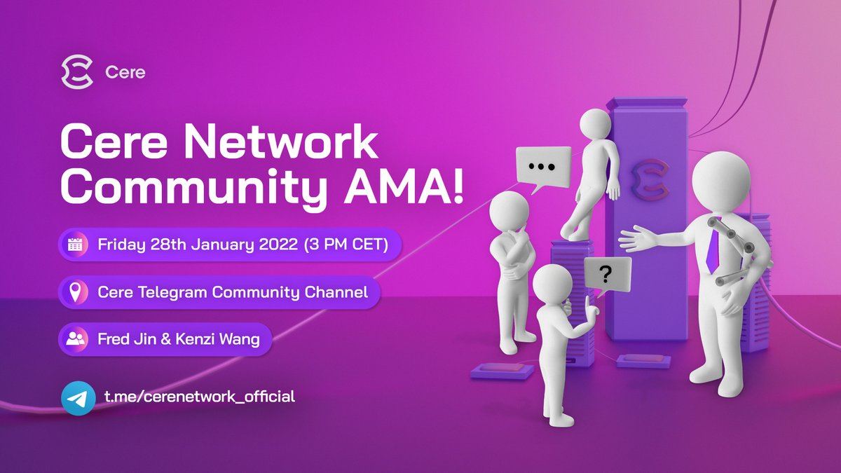 cerenetwork's tweet photo. Get ready for our next Cere Community AMA 💥

Upcoming Friday 3 PM CET! 📆

$250 USDT to be shared between the best 5 questions! 💰

📩 Submit your questions here: https://t.co/nn5TrfK8AE

➡️ Join AMA here: https://t.co/muvPjpTUzZ

#cere #cerenetwork #AMA https://t.co/1ZxnXuprD1