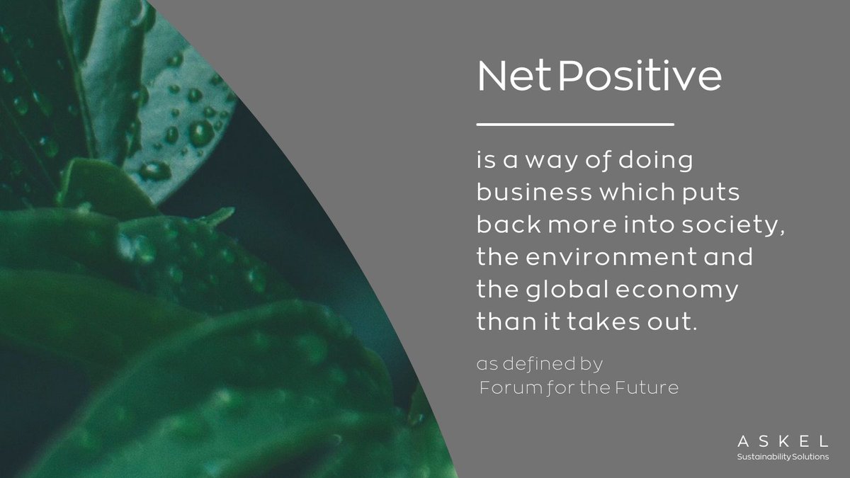 AskelSolutions's tweet photo. Being net positive means way of doing business which puts back more into society, the environment, and the global economy than it takes out, as defined by @forumforthefuture

#netpositive #forumforthefuture #sustainablebusiness #aheadofthecurve #sustainability https://t.co/a6mkxVOYng