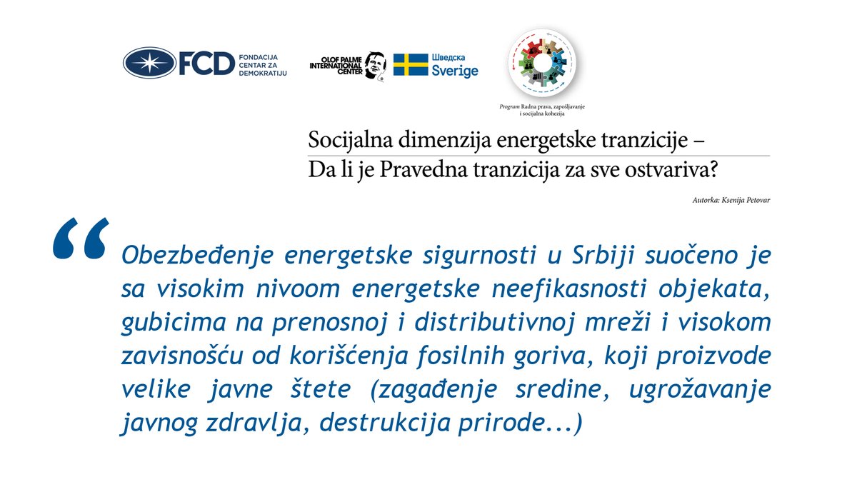 CentarOnline's tweet photo. 🔋 Zašto je važno usaglašavanje koncepta energetske sigurnosti i zaštite životne sredine? 

📊 Analiza autorke Ksenije Petovar ↘️ https://t.co/SH9AaiC1Pk

#energetskaTranzicija #ekologija #JustTransition #zivotnaSredina #radnaPrava #analiza https://t.co/PS6rO0RGVg
