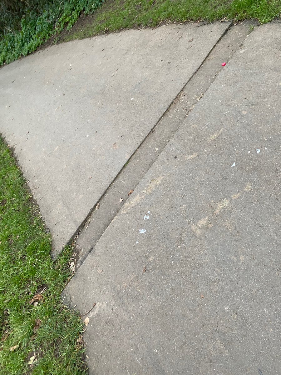 henners29's tweet photo. @VOGCouncil 
Any chance this can be fixed, where the tarmac has sunk after the water pipe was laid in Cogan rec park!?
Right across the main path.. my daughter has come off her scooter as it’s so deep, her wheels went in it and she flipped over the front! https://t.co/Nkw5X872iy