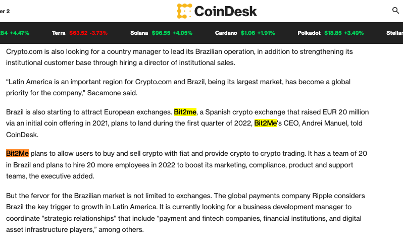 Probably nothing 😏 Thanks @CoinDesk ! #B2M @bit2me @Bit2Me_Global coindesk.com/business/2022/…