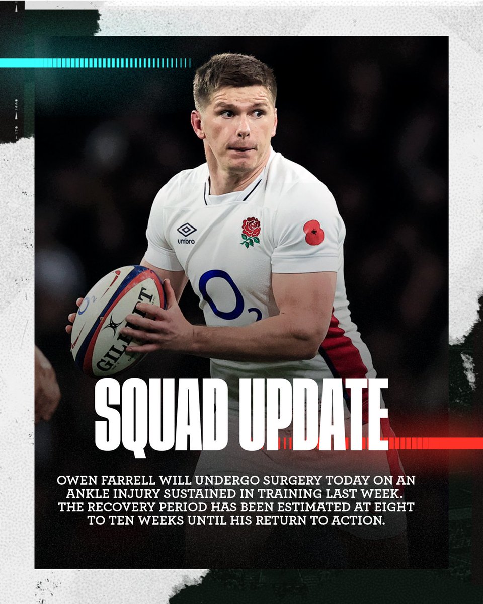 EnglandRugby's tweet image. Squad Update on Owen Farrell.
