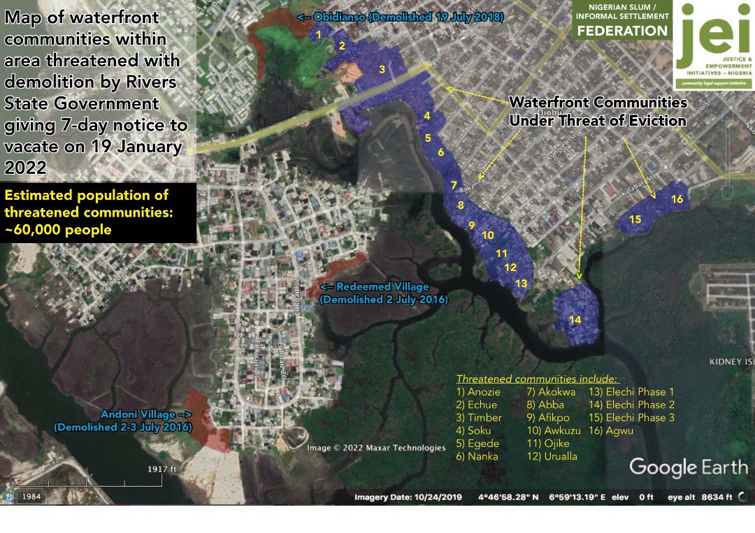JOINT PRESS STATEMENT: #Diobu Communities and CSO Partners Condemn Threat of Forced Evictions Looming over 60,000+ Waterfront Communities in Port Harcourt, Nigeria