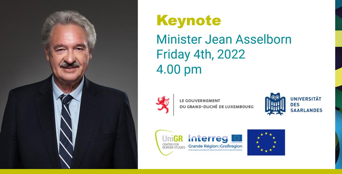 unigr_cbs's tweet photo. Save-the-date: The #UniGR_CBS is honored to host a keynote speech by Jean Asselborn, Foreign Minister of Luxembourg, on Friday 4th Feburary at the #UniGR_CBS Conference #BorderRenaissance 👉 find out more about the Conference program 👉https://t.co/ZuJBun0vrd https://t.co/ymG5yK6YHE