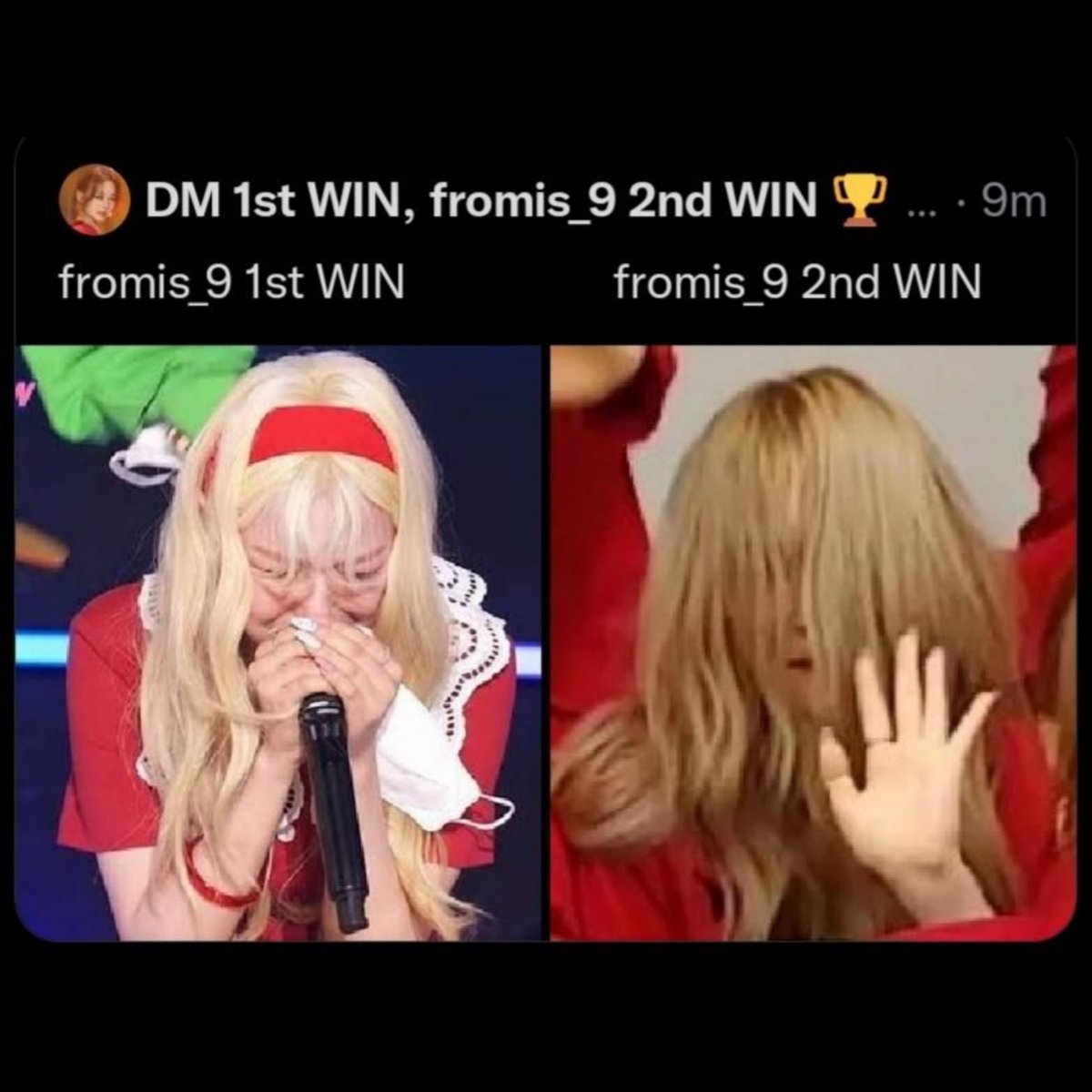 gojorent's tweet photo. fromis_9 1st &amp; 2nd WIN      fromis_9 3rd WIN https://t.co/MA5frEtpmd