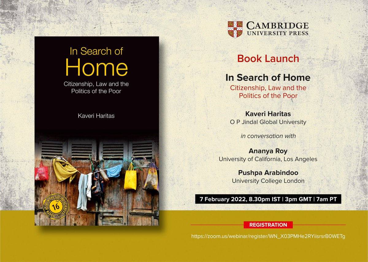 KaveriThara's tweet photo. The Cambridge University Press is organising a book launch on 7th February 2022, 8.30 pm IST, 3pm GMT and 7am PT. With Prof. Ananya Roy @ananyaUCLA and Pushpa Arabindoo of @ucl. @JindalGlobalUNI. To register use this link: https://t.co/m3N3ioRX83 https://t.co/BvGE9rIANB