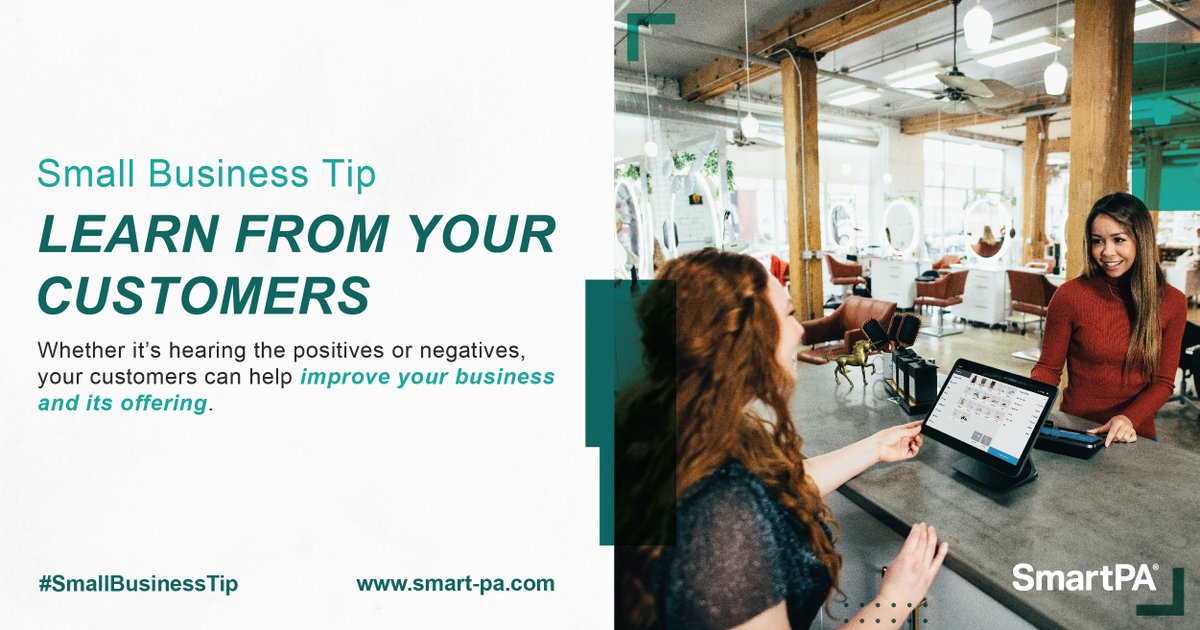 Smart_PA's tweet photo. Small Business Tip:

Learn from your customers. 

Whether it's hearing the positives or negatives your customers can help improve your business and its offering.

#SmartPA #B2B #Business #Smallbusiness #BusinessTips #SmallBusinessTips #Strategy https://t.co/MKKHYyrj90