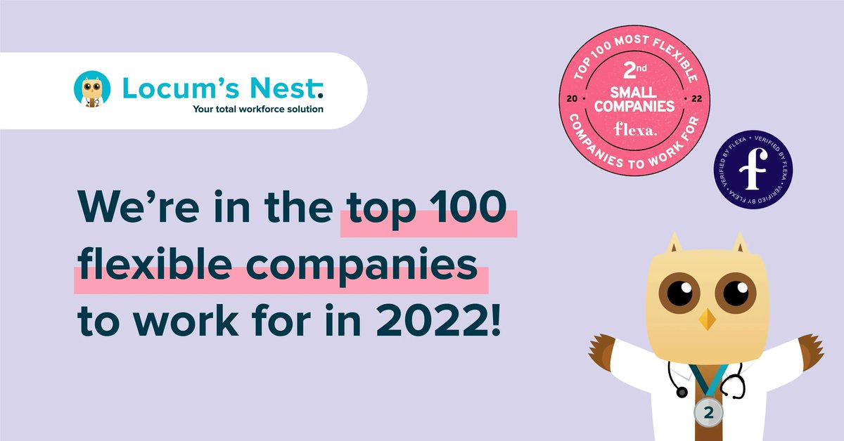 LocumsNest's tweet photo. Thrilled to see @LocumsNest hitting 2nd place on the #Flexa100 - the 100 most flexible companies in the world, shaping the future of the workplace 🤩 Check out the full list on @Flexa_careers website  ➡️ https://t.co/lWnuGLiQLL #Flexified https://t.co/BNMC6rMCEZ