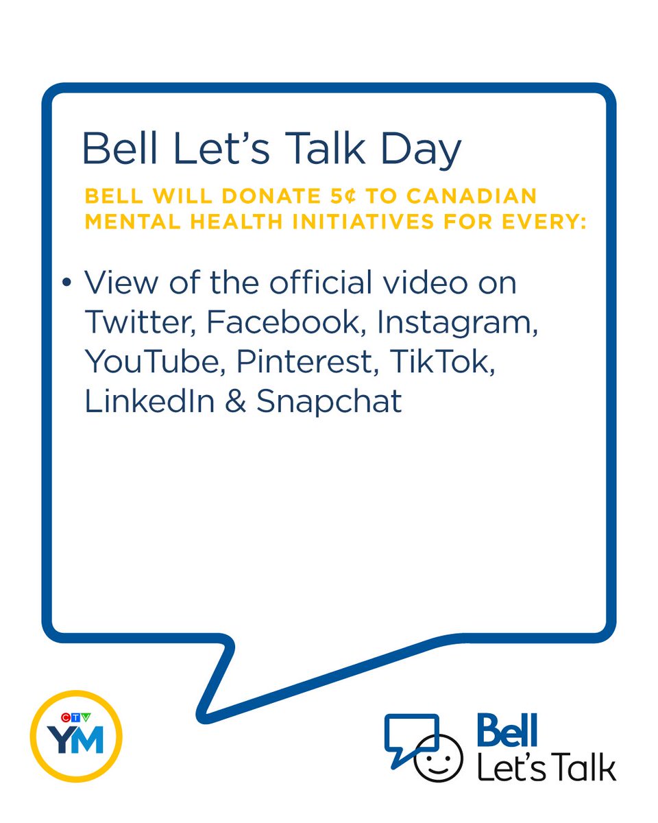 YourMorning's tweet photo. Today is #BellLetsTalk Day! Here are all the ways you can participate to help raise money for mental health initiatives across the country. https://t.co/8pwYWkAoCq