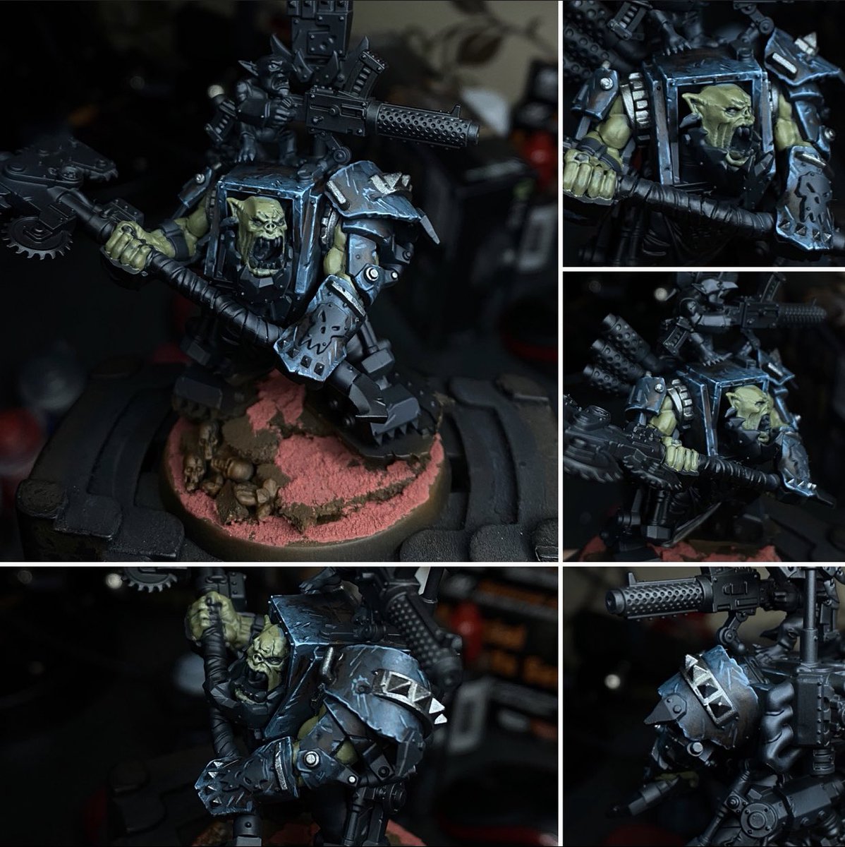 Mattpaint13's tweet photo. Started ork megaboss going for a very textured look on the armour ! Thoughts #WarhammerCommunity #Warhammer40k https://t.co/7rmWOI7PJf