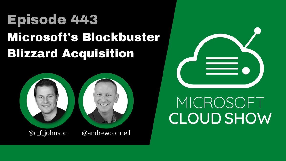 Microsoft Cloud Show (@mscloudshow) on Twitter photo Tune into episode 4️⃣4️⃣3️⃣ & hear @andrewconnell & @c_f_johnson discuss #Microsoft's biggest acquisition to date! They went big in gaming with a $68B acquisition of <a href="/Blizzard_Ent/">Blizzard Entertainment</a>! Is this just an eyeball play or is there more to the metaverse in this one? microsoftcloudshow.com/podcast/Episod… Tune into episode 4️⃣4️⃣3️⃣ & hear @andrewconnell & @c_f_johnson discuss #Microsoft's biggest acquisition to date! They went big in gaming with a $68B acquisition of <a href="/Blizzard_Ent/">Blizzard Entertainment</a>! Is this just an eyeball play or is there more to the metaverse in this one? microsoftcloudshow.com/podcast/Episod…