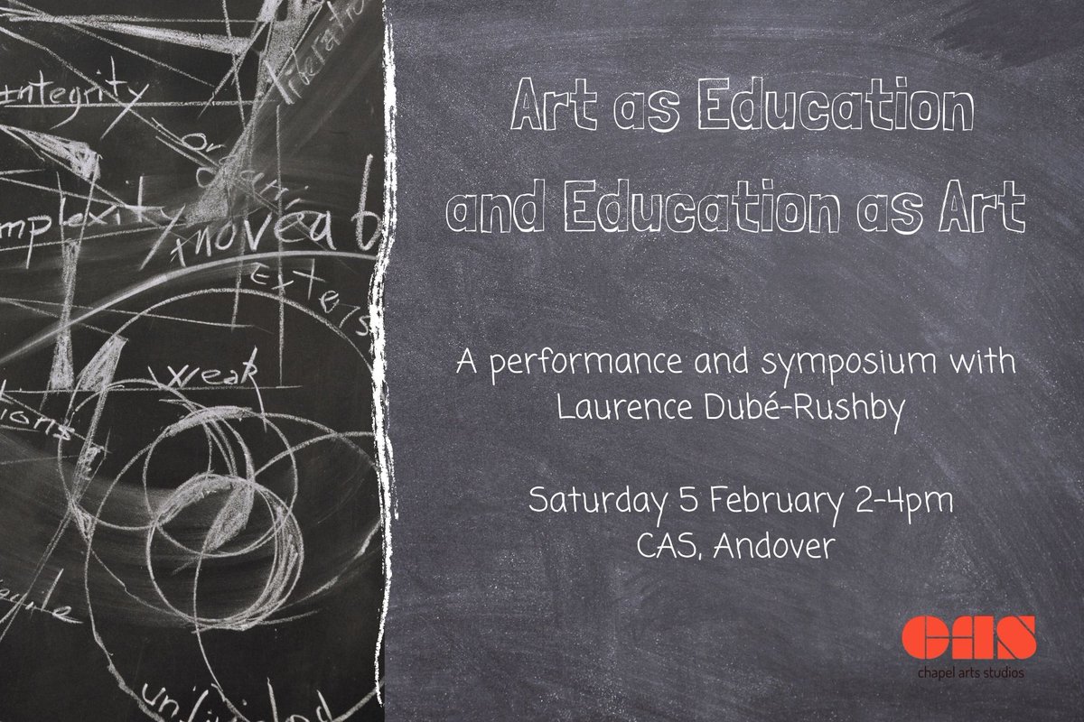 CASartists's tweet photo. CAS artist and PHD candidate @Laurencerushby will be performing and exploring the subject 'Art as Education and Education as Art' in her symposium at CAS and online. 5th Feb
Tickets here:https://t.co/Da1fNMCUcf

#arteducation #symposium #performanceart #andover #educatingartists https://t.co/ME31ndKoeb