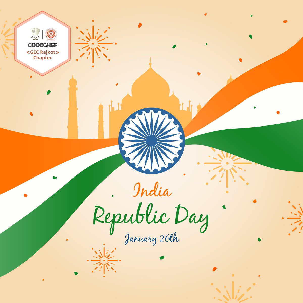 CodechefGECR's tweet image. Patriotic today, patriotic everyday! Wishing you a very happy Republic Day...🇮🇳🇮🇳