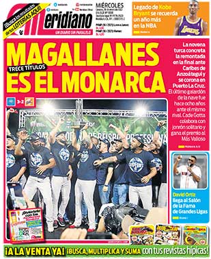 GeorgenyPerez's tweet photo. Buenos días mi gente.

Portada Meridiano: "MAGALLANES ES EL MONARCA".

Portada Líder: "Magallanes ¡LOS REYES DEL BÉISBOL¡.". https://t.co/xkzcQutyX6