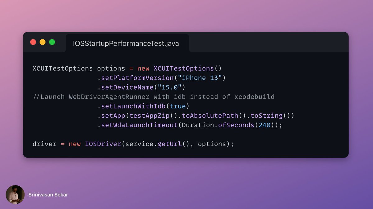 srinivasanskr's tweet photo. Did you know?
you can improve the #performance aka test execution time in #apple #iOS using a capability called appium:launchWithIDB. It launches #WebDriverAgentRunner with #idb instead of #xcodebuild. @AppiumDevs #appium https://t.co/OHITRniMLd